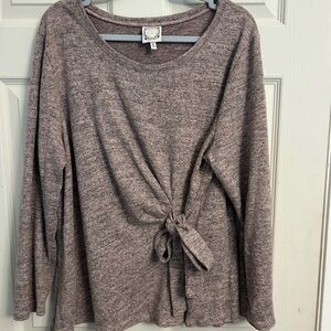 Women's Casual Heathered Top with Tie-Front